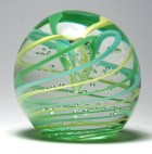 Magnum Peter Gentile Three Color Swirl and Bubble Paperweight
