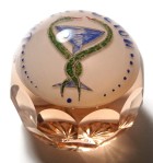 Unusual Faceted Paperweight Dr. Appleton Two Snakes Drinking From Bowl (Caduceus  or Bowl of Hygieia)
