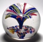 Vintage Vintage Midwest US Floral Design Dump Paperweight with a Double Cross Pattern