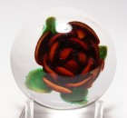 Miniature Red Crimp Rose Paperweight - Unknown American Maker