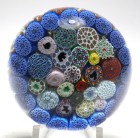 James Hart Closepacked Complex Millefiori Paperweight with Outer Garland