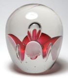 Large Antique Dorflinger Red over White Petaled Lily-Style Paperweight