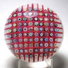 Spectacular Super Magnum Peter McDougall (PMcD) Special Checker Board on Lace Ground Millefiori Paperweight