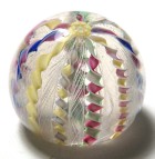 Pairpoint Multicolored and White Twists Crown Paperweight