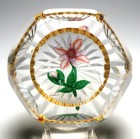 Rare Early Baccarat Pink Flower with Bud Paperweight with Garland