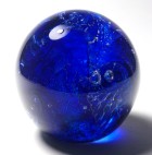 Large Blue Iridescent Abstract Paperweight with Gecko Pontil Stamp by Unknown Maker