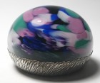 Colorful Guernsey Island Studio Paperweight with Silverplate Base by Sileda Ltd