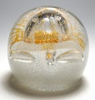 Large Caithness 1993 Margot Thomson Gold Congratulations (Style Two) Abstract Paperweight