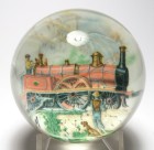 Magnum Tom Mosser Locomotive Scene with Boy and Dog Plaque Paperweight