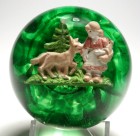 Large Joe St. Clair Sulphide Paperweight of Little Red Riding Hood and the Wolf