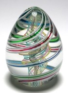 Chatham Glass 1998 Egg Shaped Triple Swirl Paperweight by James Holmes & Deborah Doane