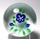 Baccarat Rare 1972 Experimental Design Blue and White Flower with Buds Paperweight