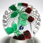 Very Early St. Louis 1954 Cherries on Latticinio Paperweight