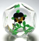 Antique Faceted Baccarat Type III Pansy Paperweight with Star Cut Base