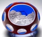 Baccarat 1976 Mount Rushmore Sulphide with Red and White Double Overlay and Blue Ground with Box and Certificate