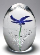 Dramatic Daum Egg Shaped Violet Floral Paperweight from France