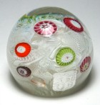 Large Murano Spaced Millefiori on Lace Paperweight with Rare Signature Cane and KB Label - Probably by Fratelli Toso