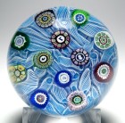 Perthshire 1976 PP12 Limited Edition Large Spaced Millefiori Paperweight on Blue Lace