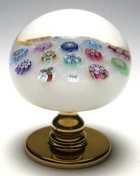 Peter McDougall (PMcD) Concentric Millefiori on White Lace Paperweight Cabinet Knob