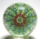 Large Perthshire PP1 Paneled Millefiori Paperweight with 12 Panels on a Light Green Ground