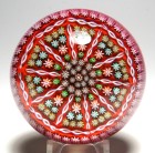 Large Perthshire PP1 Paneled Millefiori Paperweight with Red Ground