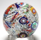 Gentile Glass Spaced Millefiori on Lace Paperweight