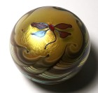 Rare Early Lundberg Studios Stormy Night with Bat or Dragonfly Paperweight