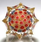 Miniature Strathearn Eight Pointed Star Millefiori Paperweight with Opaque Yellow Ground