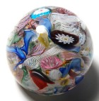 Large Fratelli Toso Murano Scramble Paperweight with Millefiori Canes