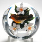 Rick Ayotte 1996 Robin with Almond Flowers Miniature Paperweight