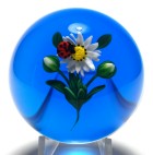 Ken Rosenfeld 1999 Black Spotted Ladybug on White Daisy Paperweight